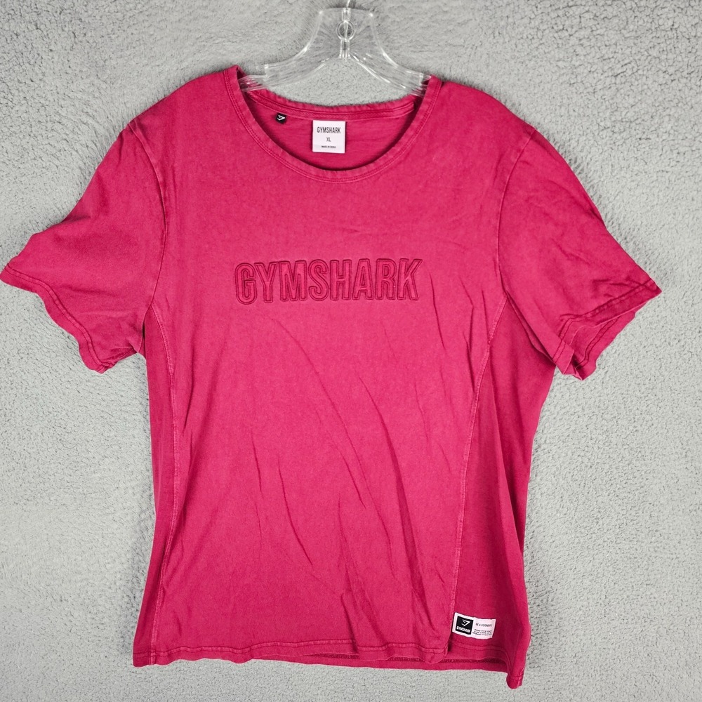 Gymshark Apollo T-Shirt Mens XL Red Cotton Spell Out Logo Crew Neck Regular Fit